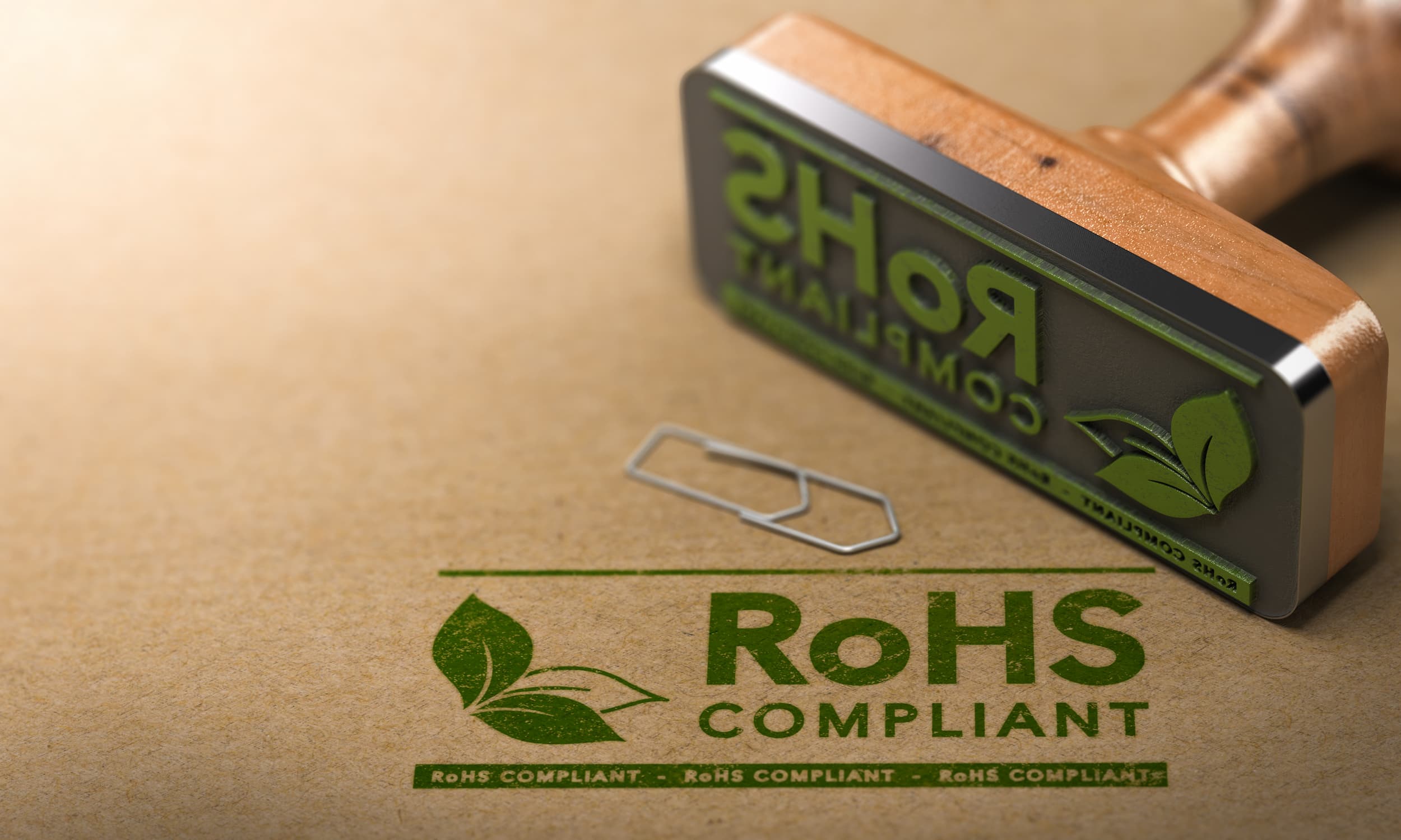 rohs compliance stamp on brown paper