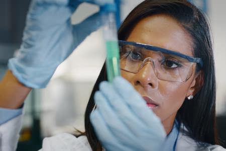 Scientist examining a water sample